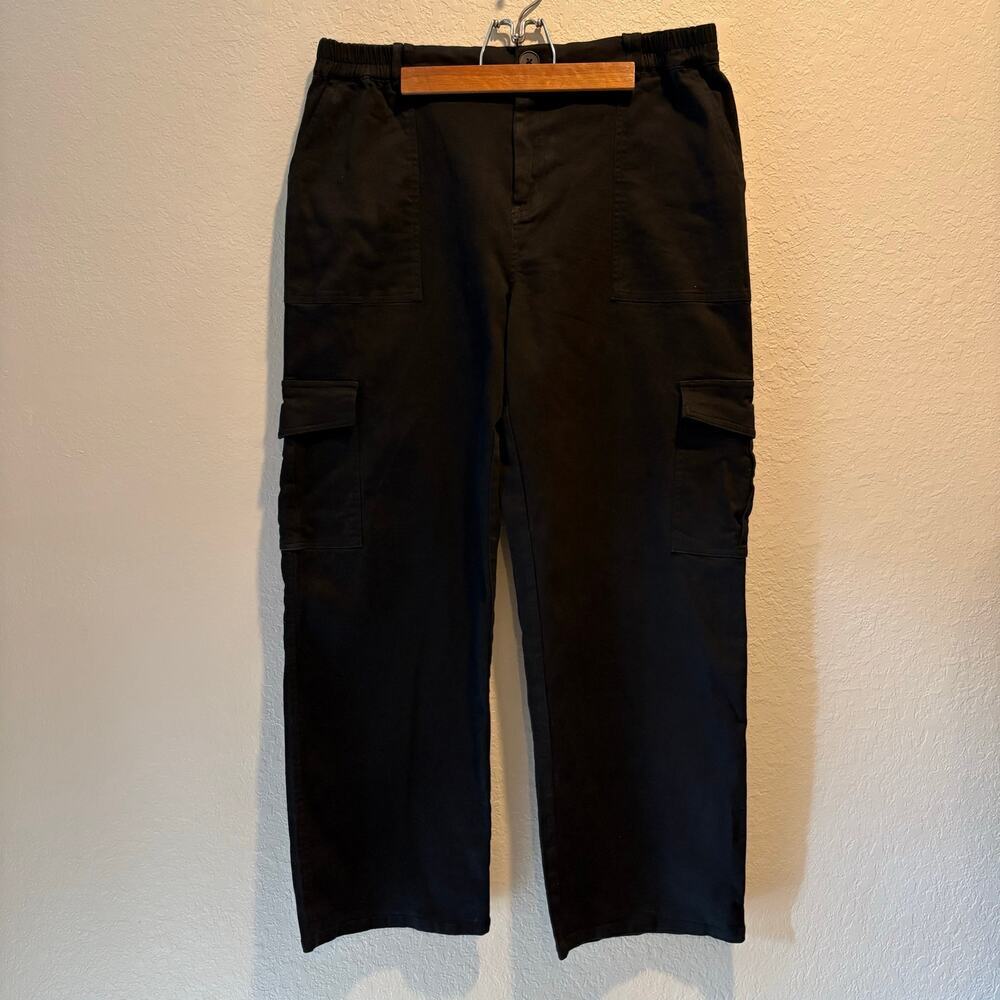 LEPUNUO Womens Cargo Pants Cotton Canvas Blk Sz XXL Relaxed Fit Work Streetwear